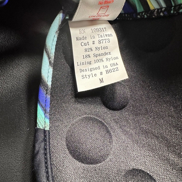 Swim Systems Ruffle Slide Push Up Triangle Swim Top Medium Green/Blue Black New - Picture 6 of 8